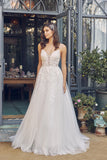 Style # JE933 White ALIne Skirt Sizes 2-16Backless V-Neck Wedding Gown