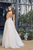 Style # JE933 White ALIne Skirt Sizes 2-16Backless V-Neck Wedding Gown