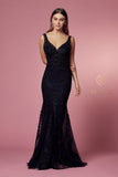 Style: A398 Nox Anabel Design Long Sleeveless Mermaid Dress with V-Neck Design  Prom Evening Party