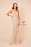 Style: A398 Nox Anabel Design Long Sleeveless Mermaid Dress with V-Neck Design  Prom Evening Party