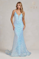 Style: C1094 Mermaid Prom Nox Anabel Blue and Pink 0-16