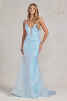 Style: C1094 Mermaid Prom Nox Anabel Blue and Pink 0-16