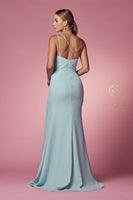 Style: E1005 Nox Anabel Bridesmaids ONE SHOULDER DRESS WITH OPEN SLIT IN THE FRONT AND ZIPPER ON THE BACK