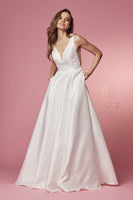 Style: E156W Nox Anabel White Wedding Gown Mermaid Syle Fitted Dress