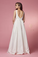 Style: E156W Nox Anabel White Wedding Gown Mermaid Syle Fitted Dress