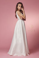 Style: E156W Nox Anabel White Wedding Gown Mermaid Syle Fitted Dress