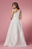 Style: E469 Satin Aline Dress with Pockets and a Touch of Shimmer Prom Wedding Gown