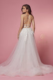 Style: F485W Long Mermaid Wedding Gown from Nox Anabel long Train with a Chiffon Overskirt