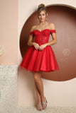 Style: F731 Lace Appliqued Bodice Off Shoulder Zippered Back 00-16 Rose Gold, Red, Smoley Blue