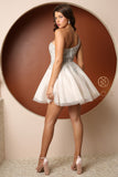 Style: H774 White/Nude Bany Doll Short One Shoulder Size 00 -16 Homecoming