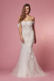 Style: JS924 Bridal Gown Boning in Bodice in Mermaid Style with Train White/Nude Flower Lace