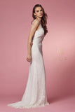 Style: JS923 White Wedding Gown Sizes 2-16 Short Train Flower Embroidery on Flower Lace Fabric