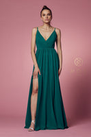 Style: R275 Bridesmaids, Evening, Formal, Gown, Dress, V-Nck Side Slit Burgundy, Green, Lt Gold, Rose