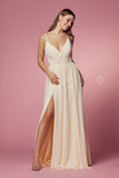 Style: R275 Bridesmaids, Evening, Formal, Gown, Dress, V-Nck Side Slit Burgundy, Green, Lt Gold, Rose