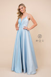 Style: R347 Plunging floor-length dresses which are lighter and give a more fluttery effect