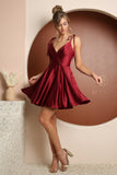 Style: R701 V NECKLINE WITH SELF FABRIC SHOULDER STRAP IN A FLARE SKIRT Black, Burgundy,Champagne, Rose, Rusty Rose, Navy Blue