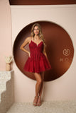 Style: R707 Gorgeous Embellishments Short Baby Doll  Skirt Burgundy Gold Orchid White Size 2-16