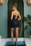 Style: R758 Short Sequined Homecoming Short Dress  Champagne, Emerald, Navy Mini Dress