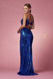 Style: S1016 DEEP V NECKLINE AND A HIGH SLIT SKIRT WITH SEQUIN DETAILS PROM PAGEANT