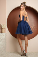 Style: T718 Homecoming Dance Baby Doll Dress Short Sizes 2-16 Lilac, Navy, Powder Blue, and White