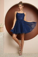 Style: T718 Homecoming Dance Baby Doll Dress Short Sizes 2-16 Lilac, Navy, Powder Blue, and White