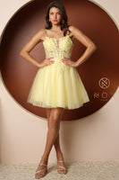 Style: T724 Homecoming Dress Short Sizes 00-16 Corn Flower, Lemon, Lilac, Fushia, Royal Blue